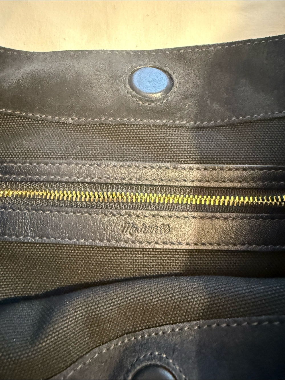Madewell Black Suede Shoulder Bag with Gold Studs - Picture 3 of 4